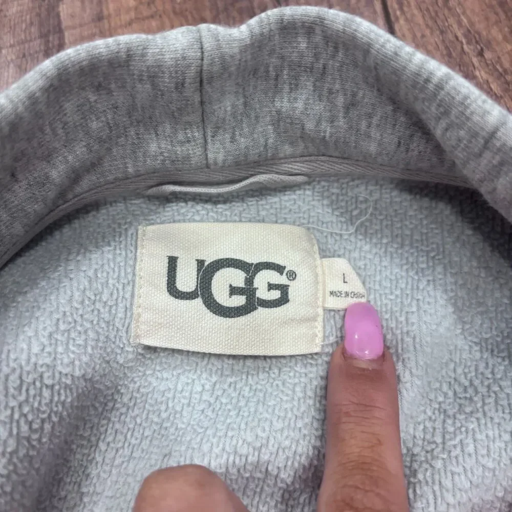 UGG Australia Gray Soft Plush Belted Lounge Sleepwear Bathrobe Women's Large